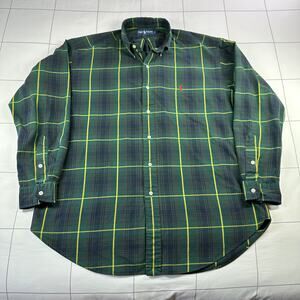 Ralph Lauren Shirt Mens Large Green Blake Button Down Plaid Preppy Long Sleeve